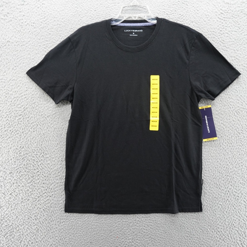 Lucky Brand Mens Crew Neck Short Sleeve T-Shirt Black Medium NEW